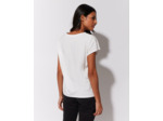 T-Shirt manches courtes 100% coton uni décoré BLANC Femme