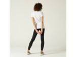 T-shirt fitness manches courtes droit coton col rond femme blanc glacier