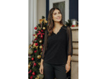 T-Shirt Fêtes Col Feston Et Bi-Matiere