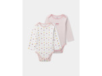 Lot de 2 bodies à rayures rose ou imprimés coeurs Bébé Fille
