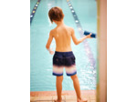 Short de bain bleu dégradé à rayures rouge enfant garçon