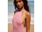 Robe longue dos nu en crochet et lurex brillant