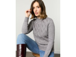 Pull épais uni décoré GRIS Femme