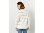 Pull épais contenant de la laine rayé BLANC Femme