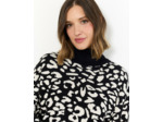 Pull épais 100% coton bicolore NOIR Femme