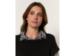 Top manches longues bi-matière uni décoré NOIR Femme