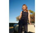 Pantalon 7/8 cigarette uni MARINE Femme