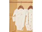 2 bodies de naissance écrus en coton