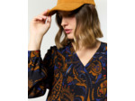 Blouse manches longues imprimée NOIR Femme