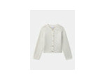 Gilet de Noël écru pour fille avec broderies dorées