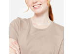 Tee-shirt en coton col rond femme, beige caramel
