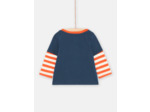 T-shirt bleu outremer à poche renard pour bébé garçon