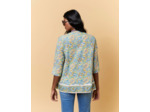 Blouse manches 3/4 imprimé à fleurs VERT PALE Femme