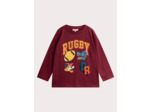T-shirt bordeaux animation rugby pour garçon