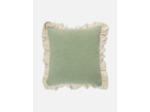 Coussin carré en velours avec bords à volants
