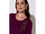 T-Shirt manches courtes uni décoré PRUNE Femme