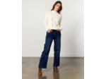 Pull épais uni décoré BLANC Femme