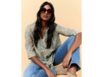Blouse manches 3/4 imprimé à fleurs VERT PALE Femme