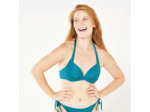 Haut de maillot push up texturé surf Femme - Elena folk petrol bleu