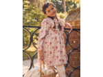 Robe imprimé fleuries avec volants aux épaules et manches longues Fille