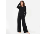 T-shirt manches longues yoga doux en coton, noir