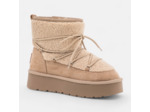 Boots à talon compensé Femme beige