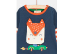T-shirt bleu outremer à poche renard pour bébé garçon