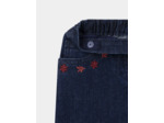 Jean wide leg bleu foncé à poches brodées floral Fille