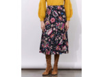 Jupe midi imprimé à fleurs NOIR
