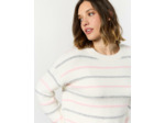 Pull épais contenant de la laine rayé BLANC Femme