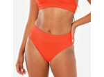 Bas de maillot culotte haute texturé surf Femme - Nora orange fluo