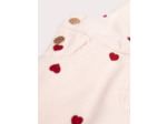 Robe écru en velours côtelée avec cœurs brodés pour fille
