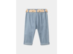 Pantalon en denim ceinture fleuri