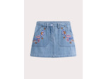 Jupe en denim bleu avec broderies fleuries pour fille