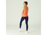 Legging fitness long coton extensible ceinture basse femme - Salto bleu marine