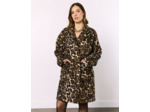 Manteau mi-long imprimé léopard NOIR Femme