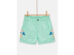 Short vert d'eau avec broderies fleuries pour fille