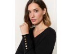 Pull fin contenant du cachemire uni NOIR Femme