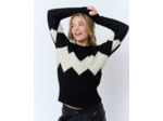 Pull épais en mélange laine color bloc NOIR Femme