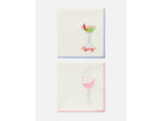 Lot de 2 serviettes brodées à surpiqûres contrastées