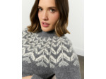 Pull épais jacquard GRIS Femme
