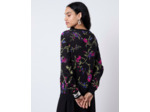Pull épais en mélange coton Jacquard motif fleurs NOIR Femme
