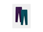 Lot de 2 leggings violets à pois ou bleus unis doublés pour filles