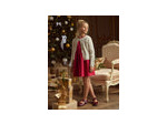 Gilet de Noël écru pour fille avec broderies dorées