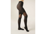 Collant opaque avec empiècements voile