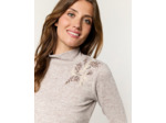 T-Shirt manches longues uni BEIGE Femme