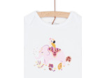 Body blanc à motifs éléphant, oiseau et fleurs
