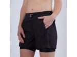 Short 2 en 1 running respirant femme - kiprun run 500 dry noir