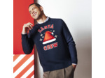 Pull de Noël "santa crew" col rond - Bleu foncé