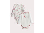 Lot de 2 body manches longues à imprimé petites fleurs pour bébé fille